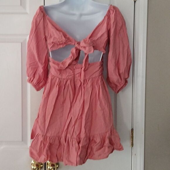 HYFVE HYFVE HYFVE off the shoulder peek a boo mini swing dress Sz S EUC - Picture 4 of 7